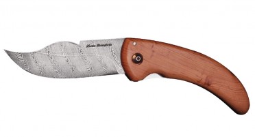 Corsica La Cursina Knife, Juniper Handle - Damascus Blade - Liner Lock