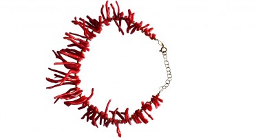 Red Coral fringe bracelet and Gold Plated beads